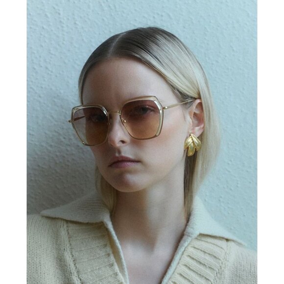 GINCE Goods Linda Metal Frame Sunglasses in Gold main image 8